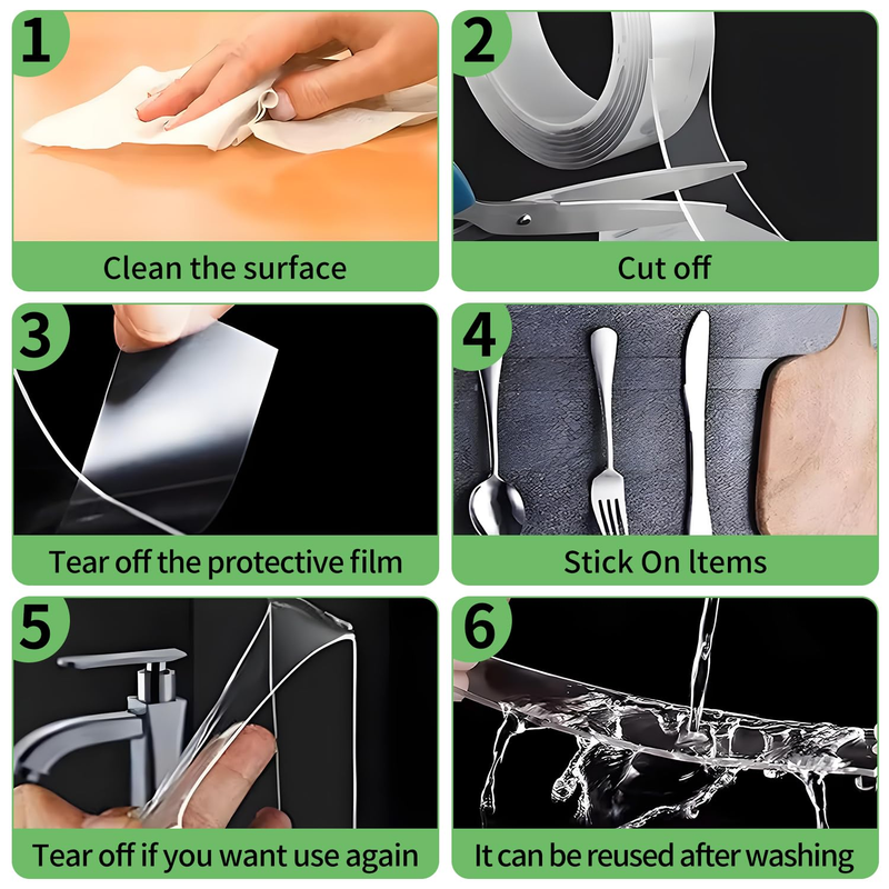 Double Sided Tape Heavy Duty – 2 Rolls Nano Tape 1.18In X 10Ft, Strong Clear Two Item image 5
