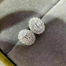 1Ct Round Cut VVS1 Diamond Stud Push Back Earring 14K White Gold Finish - £84.08 GBP