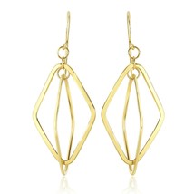 14k Yellow Gold 1.89in Length x 0.75in Width Diamond Interlaced Drop Earrings - £241.26 GBP