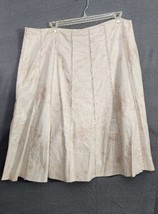 Reba Skirt Cotton Linen Flare Metallic Shine Boho Women’s Sz 16 Fully Lined - £15.58 GBP