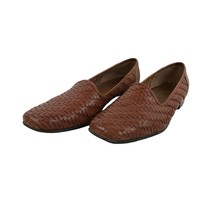 Naturalizer Loafers Flat Shoes Womens 8.5 N Leather Brazil Brown Woven P... - $25.74