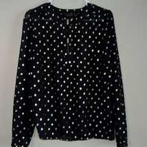 The Limited Metallic Polka Dot Blouse Top Black Gold Metal Hardware Size... - $15.68