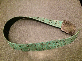 Beautiful Turquoise Tooled Leather Cowgirl Rancho Ranch Belt New Large - £97.22 GBP