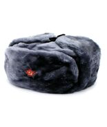 Authentisch Russisch Grau Ushanka Militär Hut Mit / Sowjet Roter Stern H... - $43.92