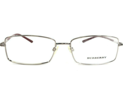 Burberry Eyeglasses Frames B 1239 1003 Silver Red Wire Rim Side Logos 54... - $93.25