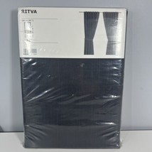 New IKEA RITVA 2 Panels Curtains with Tie Backs 57&quot; X 65&quot; Dark Grey 503.... - $26.72