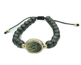 Caridad Del Cobre medal black Hematite Men&#39;s Adjustable bracelet  Pulser... - £10.92 GBP
