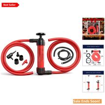 Durable Red Siphon Fuel Transfer Pump - Fast 3 Gallons/Min for Emergencies - $29.65