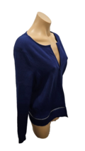SANDRO Blue Cotton Blend Cardigan with Zipper Accent Towards The Bottom ... - $89.99