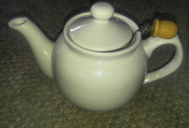 Small White Ceramic TeaPot With Strainer Infuser One Person Use Tea Pot - £12.75 GBP