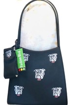 NWT-Womens Black stand up purse with holder on side, and Bulldogs all over - $25.89