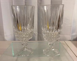 Lot Containing 2 Vintage Cut Glass Wine/Juice Goblets 7.25 Inches Tall - £17.78 GBP