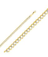 Genuine 14k Two-tone Gold 5.7mm White Pave Light Cuban Chain 8" Men's Br... - $1,081.00