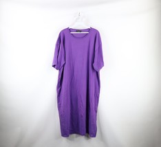 Vtg 90s Streetwear Womens OSFA Faded Blank Short Sleeve Sleep T-Shirt Purple USA - £19.48 GBP