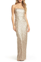 Maria Bianca Nero Womens Dress Size 0 Gold Starla Ruffle Strapless Lace ... - £62.84 GBP