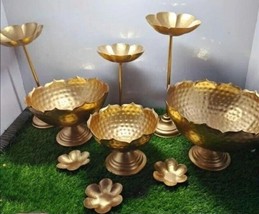 9 Pieces Taj Bowl Urli Candle Stand with Floating Diya | Urli for Home D... - $121.48