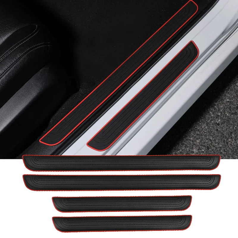 Car door sill scuff covers black door panel guards protector trim anti scratch exterior thumb200