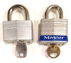 Vintage Lot of 2 Keyed Master Lock Padlocks - One No 3 And One Unnumbere... - £6.34 GBP