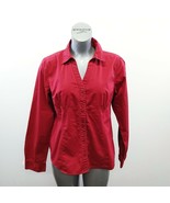 Maurice&#39;s V Neck Button Up Shirt Size XL Red Long Sleeve Cotton Blend - £10.89 GBP
