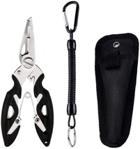 Fishing Pliers Hook Remover Stainless Steel Wire Cutters With Sheath Lan... - £11.71 GBP