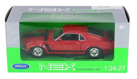 Ford Mustang Boss 302 1970 1/24 Diecast Model by Welly - RED w/ WINDOW BOX - $34.64