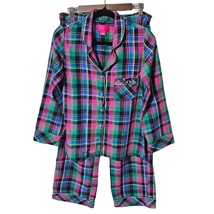 Victoria&#39;s Secret XS 2 Piece Pajama Set Shimmer Plaid Y2K Cozy Loungewear - £17.22 GBP