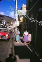1959 Street Scene &#39;52 Ford Taxi Business District St. Thomas VI Kodachrome Slide - £3.11 GBP