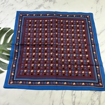 Vintage 90s Made in Italy Square Scarf Blue Purple Floral Lightweight Large - $333.43 MXN