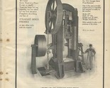Bliss Straight Sided Press &amp; Shuster Riveting Machine 1909 Magazine Ad  - £21.74 GBP