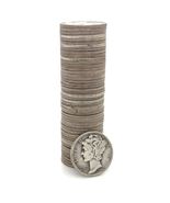 1916 - 1945 Mercury Dime Roll Circulated Condition 50 Coins No Rare Dates - $371.23
