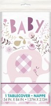 Pink Floral Elephant 1 Ct Plastic Tablecover Girl Baby Shower 54 x 84 - $6.52