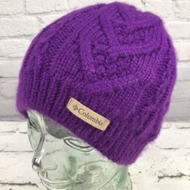 Columbia Sportswear Hat Womens O/S Omni-Heat Beanie Ski Cap Purple Cable Knit  - £11.62 GBP
