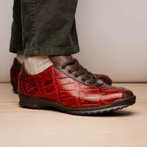 Hand painted big block alligator scales Sneaker Shoes Saulo Cognac image 6