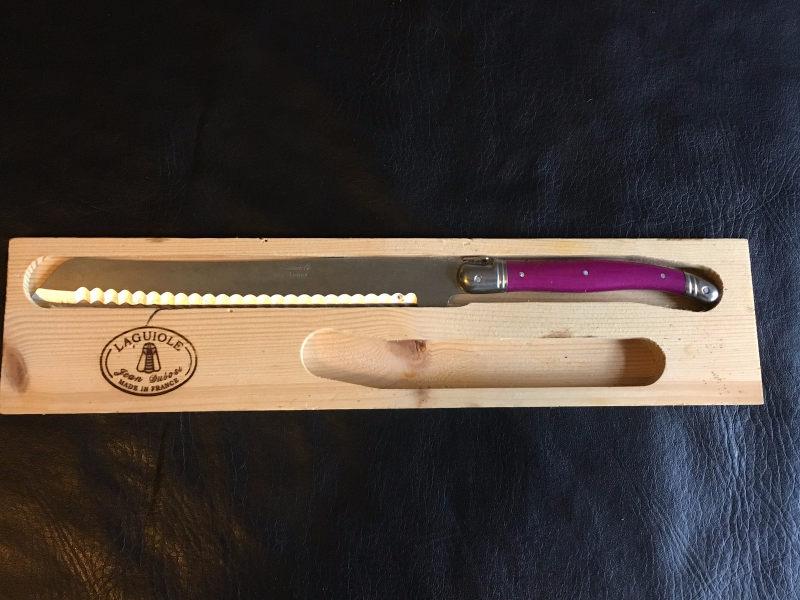Laguiole 8" Bread Knife with purple handle - $19.99