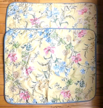 Laura Ashley King Quilted Pillow Sham Poppy Meadow Floral Yellow BlueCord Setof2 - £22.85 GBP