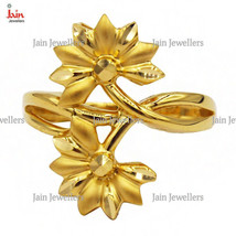 18 Kt, 22 Kt Solid Yellow Gold Women&#39;S Twin Leaves Ring Size 7 8 9 10 11 12 13 - £561.81 GBP+