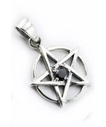 Sterling Silver Pentagram Pendant with Black Zircon – Mystical Talisman - €21,36 EUR