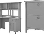 Bush Furniture Salinas L Shaped Desk And Hutch, Cape Cod Gray &amp; Salinas ... - £792.76 GBP