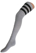SPORTS ATHLETIC Cheerleader Thigh High Cotton Socks Tube Over Knee 3 Str... - £5.48 GBP