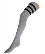 SPORTS ATHLETIC Cheerleader Thigh High Cotton Socks Tube Over Knee 3 Stripes UK  - $132.85 MXN