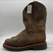 Justin J-Max 4440 Mens Brown Leather Pull On Western Boots Size 10.5 EE - £39.41 GBP