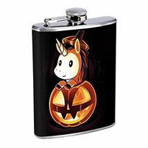 Halloween Unicorn Hip Flask Stainless Steel 8 Oz Silver Drinking Whiskey Spirits - £8.02 GBP