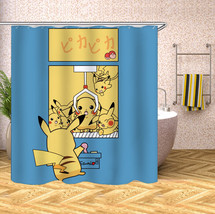 Pikachu Pokemon Polyester Waterproof Shower Curtain Bathroom Curtain W/Hooks 70&quot; - £13.35 GBP+