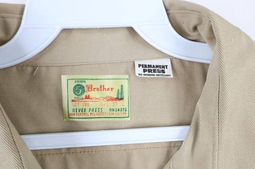 NOS Vtg 60s Five Brother Mens 17 L Union Made Cotton Twill Work Button Shirt USA Item image 8