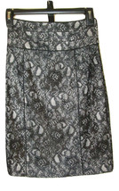 H&amp;M Pencil Skirt Womens Size 2 Black Floral Lace Overlay Party Holiday Lined - £7.90 GBP