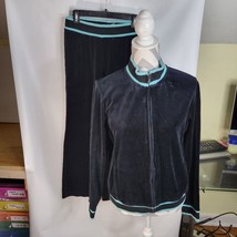 Womans New York Laundry Velour Track Suit Navy/Teal Size Large Y2K - £21.08 GBP