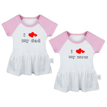Pack of 2, I Love My Dad &amp; Mom Print Dresses Infant Baby Girls Princess Dress - £18.30 GBP