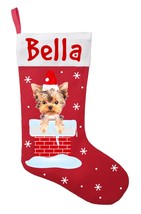 Yorkshire Terrier Christmas Stocking - Personalized Yorkie Stocking - Red - $33.00