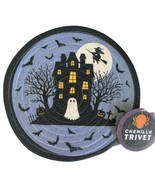 Haunted House Halloween Braided 9&quot; Round Trivet Hot Pad Chenille Spooky ... - £15.54 GBP