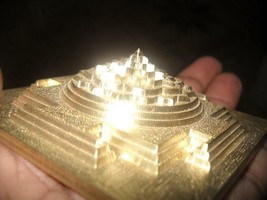 Shree Yantra Meru Pyramid Powerful Mandala Power 18 Kt Gold Plated - £391.30 GBP